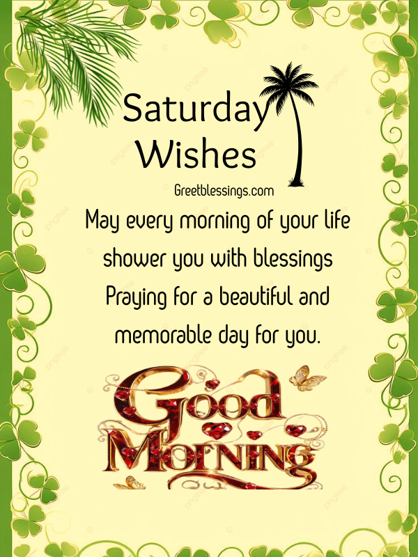 decorative good morning card of saturday with blessing quote