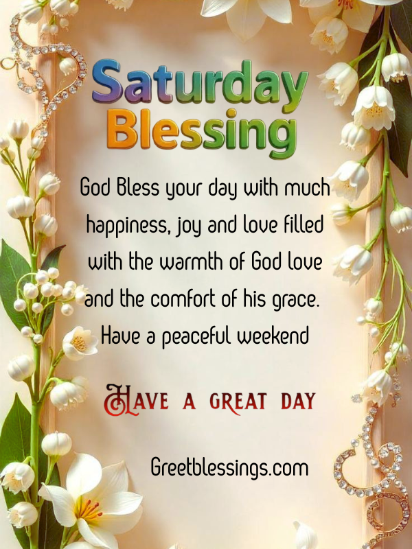 floral card with warm message of happy saturday for loved ones