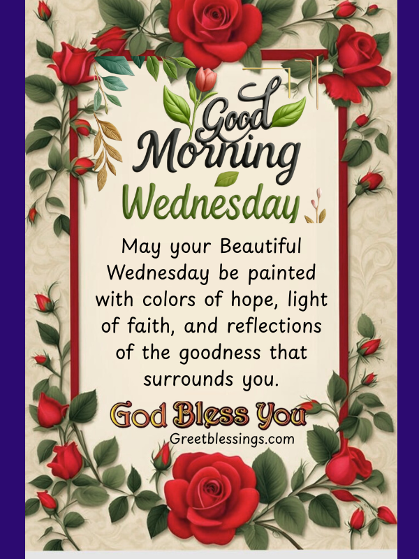 Good Morning Wednesday with beautidul Red flower background reflect peace, hope for a wednesday.