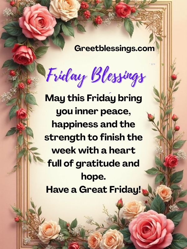 Spiritual Friday blessings image with peace, gratitude
