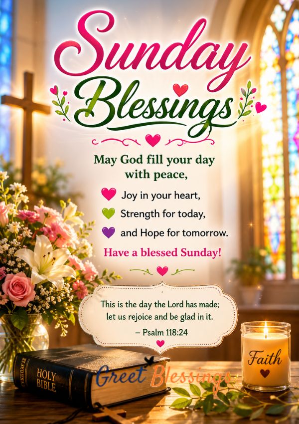 church sunlight, Holy Bible, flowers, candle, and about peace, joy, and faith.