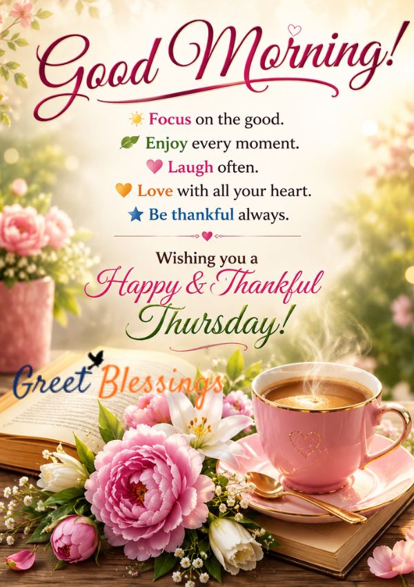 God Bless you image with cup of coffe and beautiful roses.