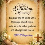 vintage style morning card with peaceful and happy saturdays messages