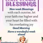 Good morning Monday blessings image with new week wishes, faith, joy, and peaceful blessings for the week ahead.