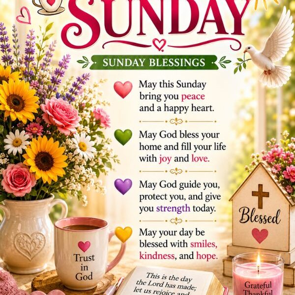 happy flowers, coffee cup, dove, and peaceful morning message for faith, hope, and encouragement.