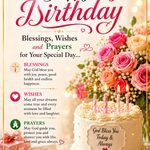 Sweet happy birthday blessings with beautiful wishes, prayers, flowers, cake, and candles.